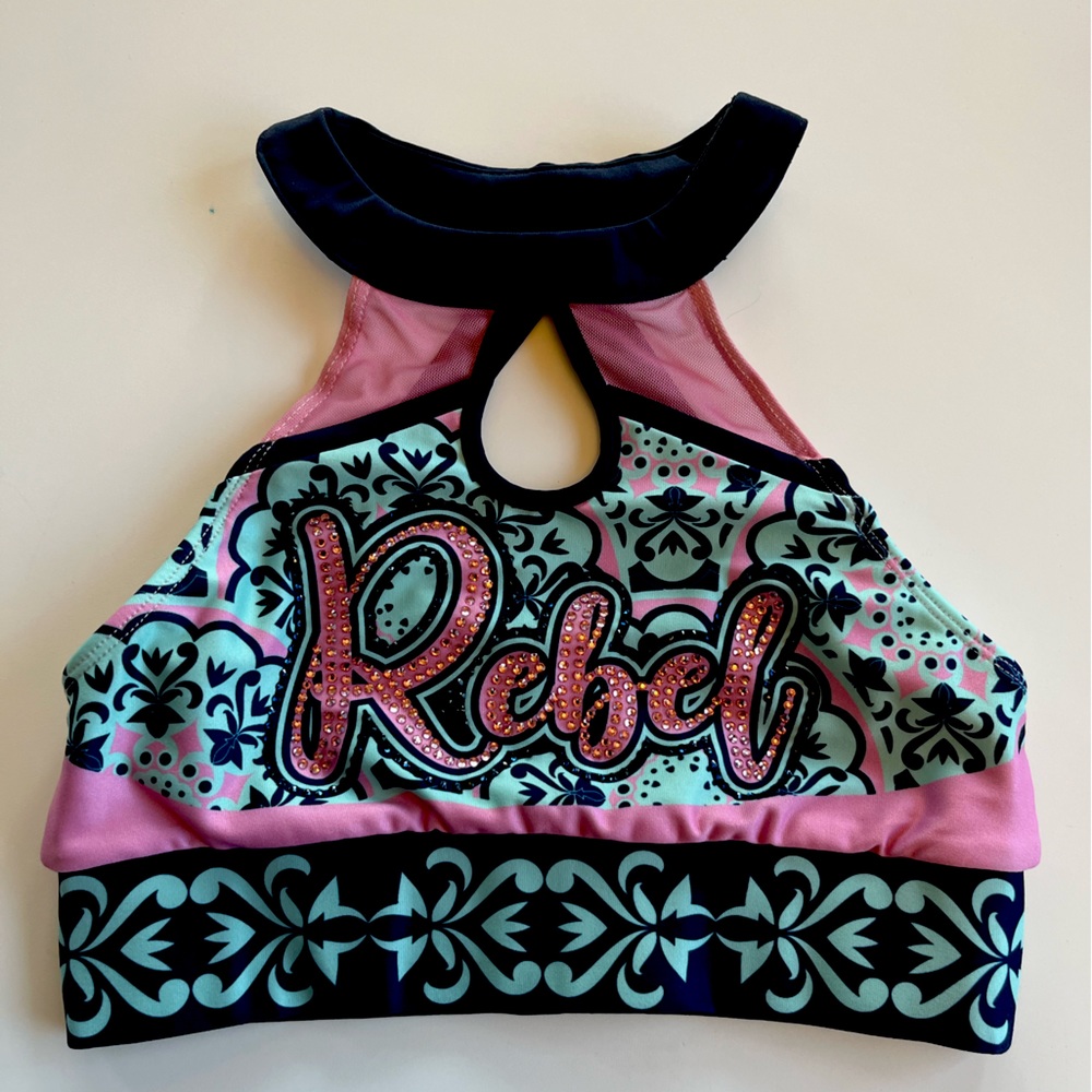 Rebel Athletic cheer Sports Bra.